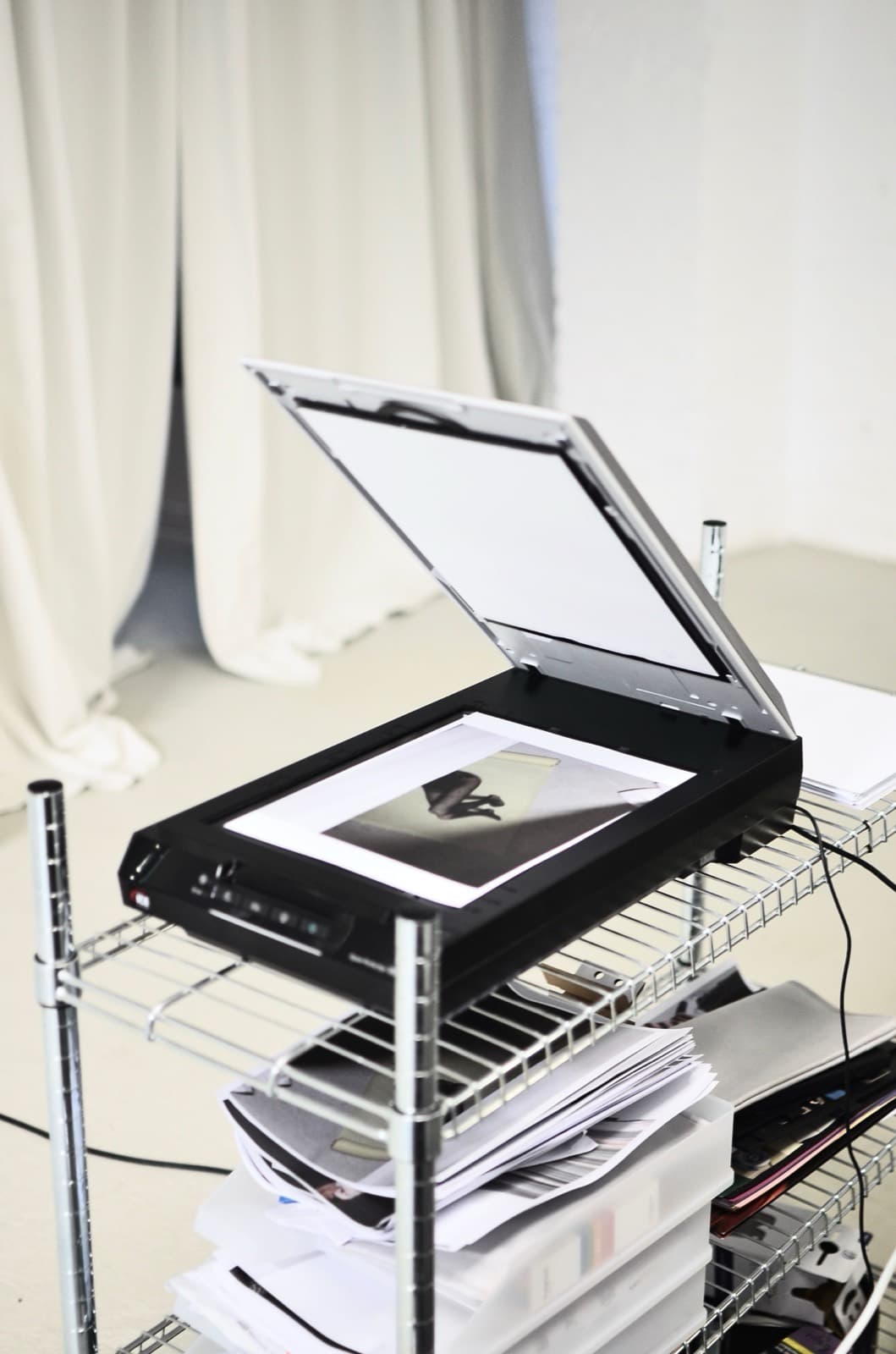 A flatbed scanner used to digitize paper documents